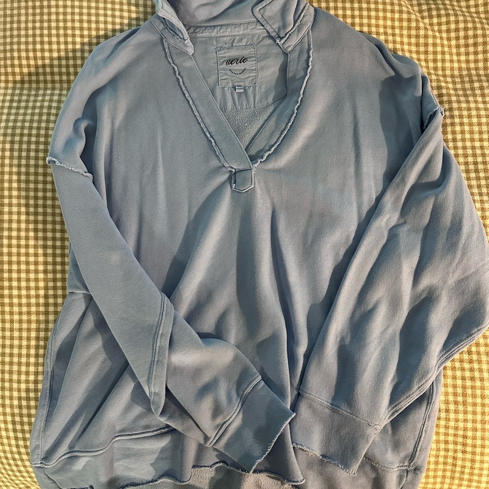 Aerie Blue V-Neck Top OVERSIZED